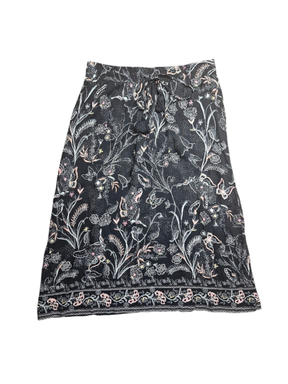 Christopher Banks Small Black Butterfly Floral Midi A Line Skirt - Picture 3 of 8